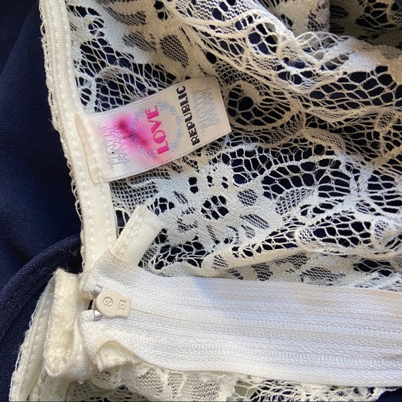 LOVE REPUBLIC Blue Open Back Lace Romper - Picture 6 of 7